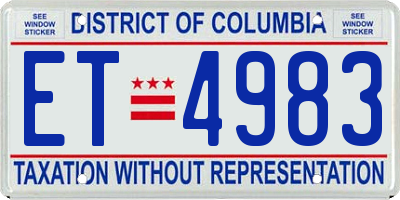 DC license plate ET4983