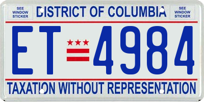 DC license plate ET4984