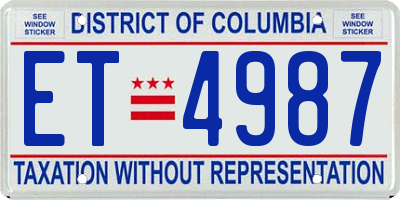 DC license plate ET4987