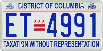 DC license plate ET4991