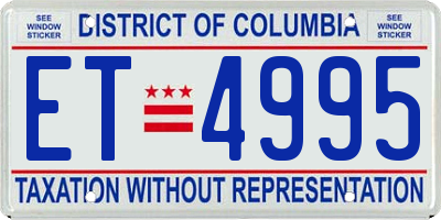 DC license plate ET4995