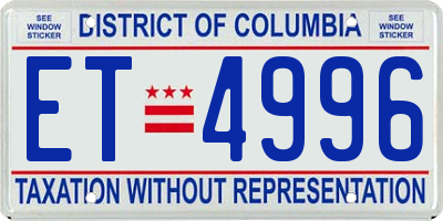 DC license plate ET4996