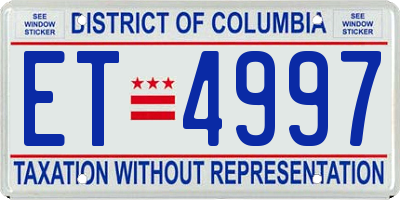 DC license plate ET4997