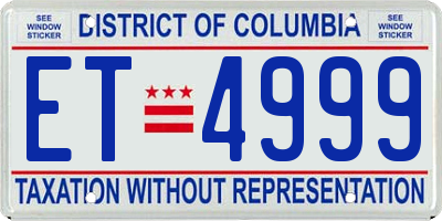 DC license plate ET4999