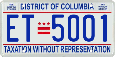 DC license plate ET5001