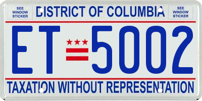 DC license plate ET5002