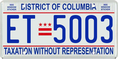 DC license plate ET5003