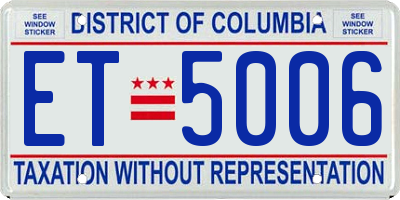 DC license plate ET5006