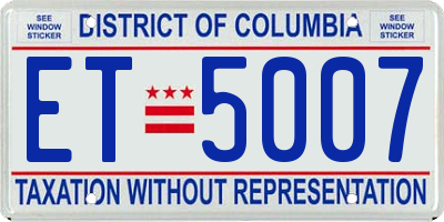 DC license plate ET5007