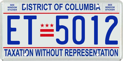 DC license plate ET5012
