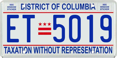 DC license plate ET5019