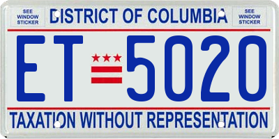 DC license plate ET5020