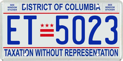 DC license plate ET5023