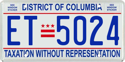 DC license plate ET5024