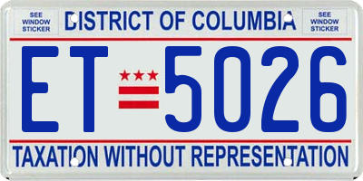DC license plate ET5026