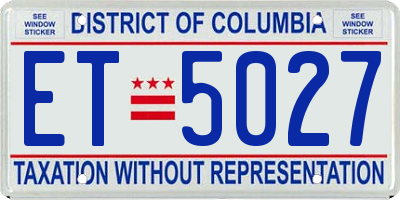 DC license plate ET5027