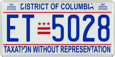 DC license plate ET5028