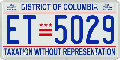 DC license plate ET5029
