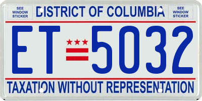 DC license plate ET5032