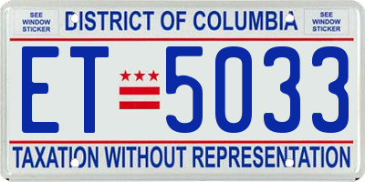 DC license plate ET5033