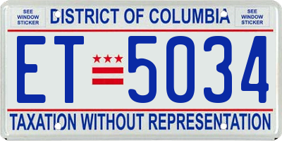 DC license plate ET5034