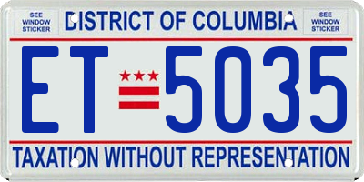 DC license plate ET5035