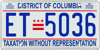 DC license plate ET5036