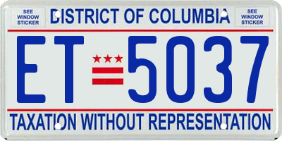DC license plate ET5037