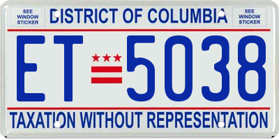 DC license plate ET5038