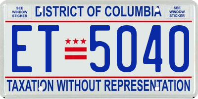 DC license plate ET5040