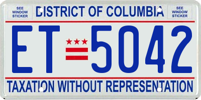 DC license plate ET5042