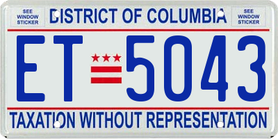 DC license plate ET5043