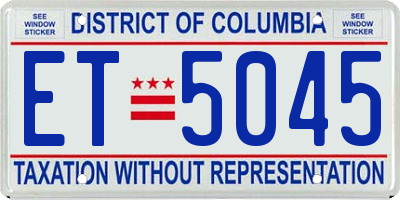 DC license plate ET5045