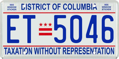 DC license plate ET5046