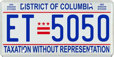 DC license plate ET5050