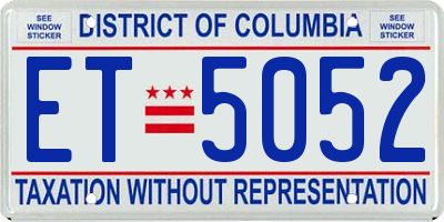 DC license plate ET5052