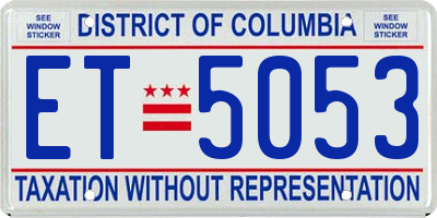 DC license plate ET5053
