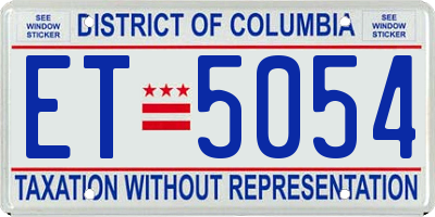 DC license plate ET5054