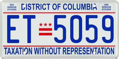 DC license plate ET5059