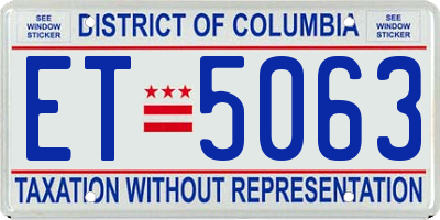 DC license plate ET5063