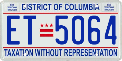 DC license plate ET5064
