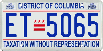 DC license plate ET5065