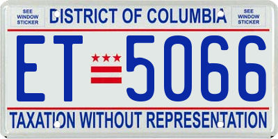 DC license plate ET5066