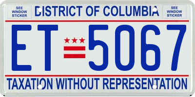 DC license plate ET5067