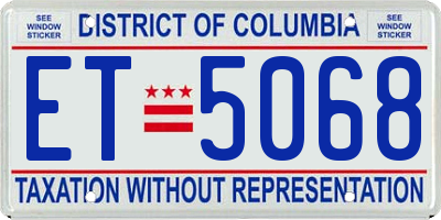 DC license plate ET5068