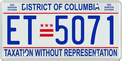 DC license plate ET5071
