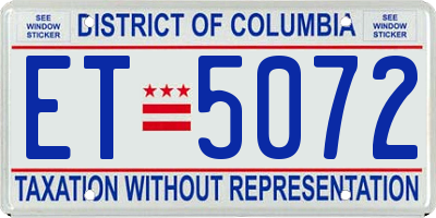 DC license plate ET5072