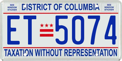 DC license plate ET5074