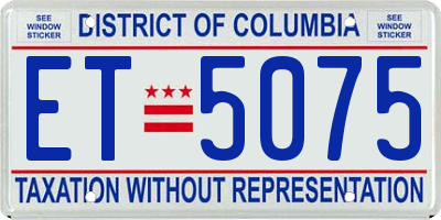 DC license plate ET5075
