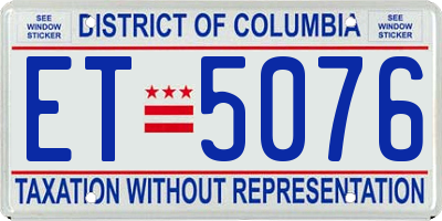 DC license plate ET5076